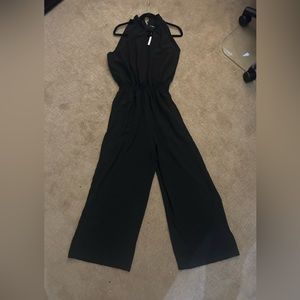 Black sleeveless wide leg jumpsuit